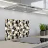 Penseelstrepen - Schaduwpatronen - Zwart - Goud keuken achterwand spatscherm klein 900 -3d_schuin
