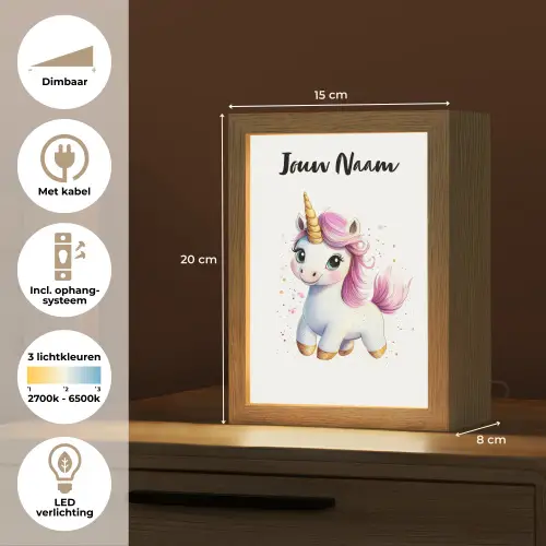 Eenhoorn - Roze - Magie Light Box met kabel (Kinderlampje) klein -USP_NL