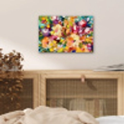 Schilderij - Olieverf - Bloemen - Regenboog aluminium wit klein -sfeer3