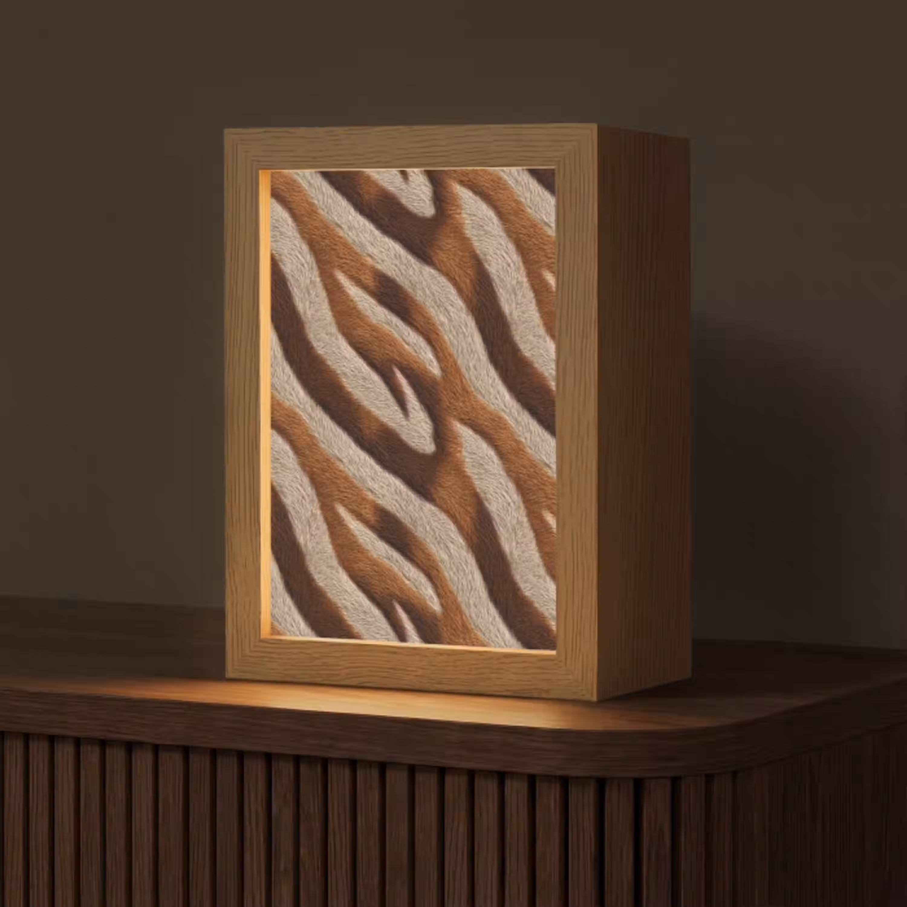 Zebra - Patroon - Bruin Light Box met kabel (Tafellamp) klein 925 -z3d_website