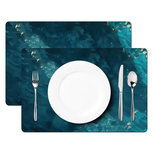 Vrouw - Water - Bikini - Oranje Placemat vinyl groot -zzsfeer2_Kitchenyeah-website