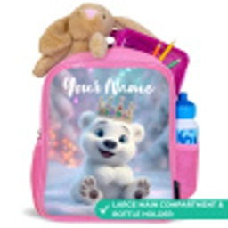 Ijsbeer - Kroon - Winter Kinderrugzak - Roze middel -inhoud_UK