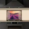Doorkijk - Lavendel - Landschap - Bloemen - Paars keuken achterwand spatscherm klein -sfeer1
