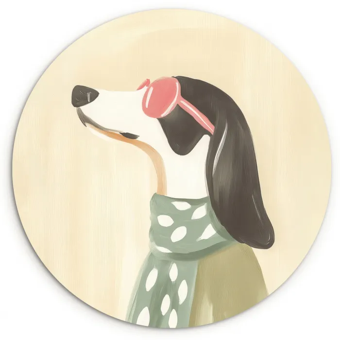 Hond - Zonnebril - Sjaal Wandcirkel plexiglas klein -3d