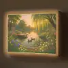 Eenden - Vijver - Bloemen Light Box met batterij (Wandlamp) middel -z3d_website