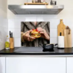 Vrouw - Hamburger - Bontjas Inductie beschemer met haakjes middel -sfeer2