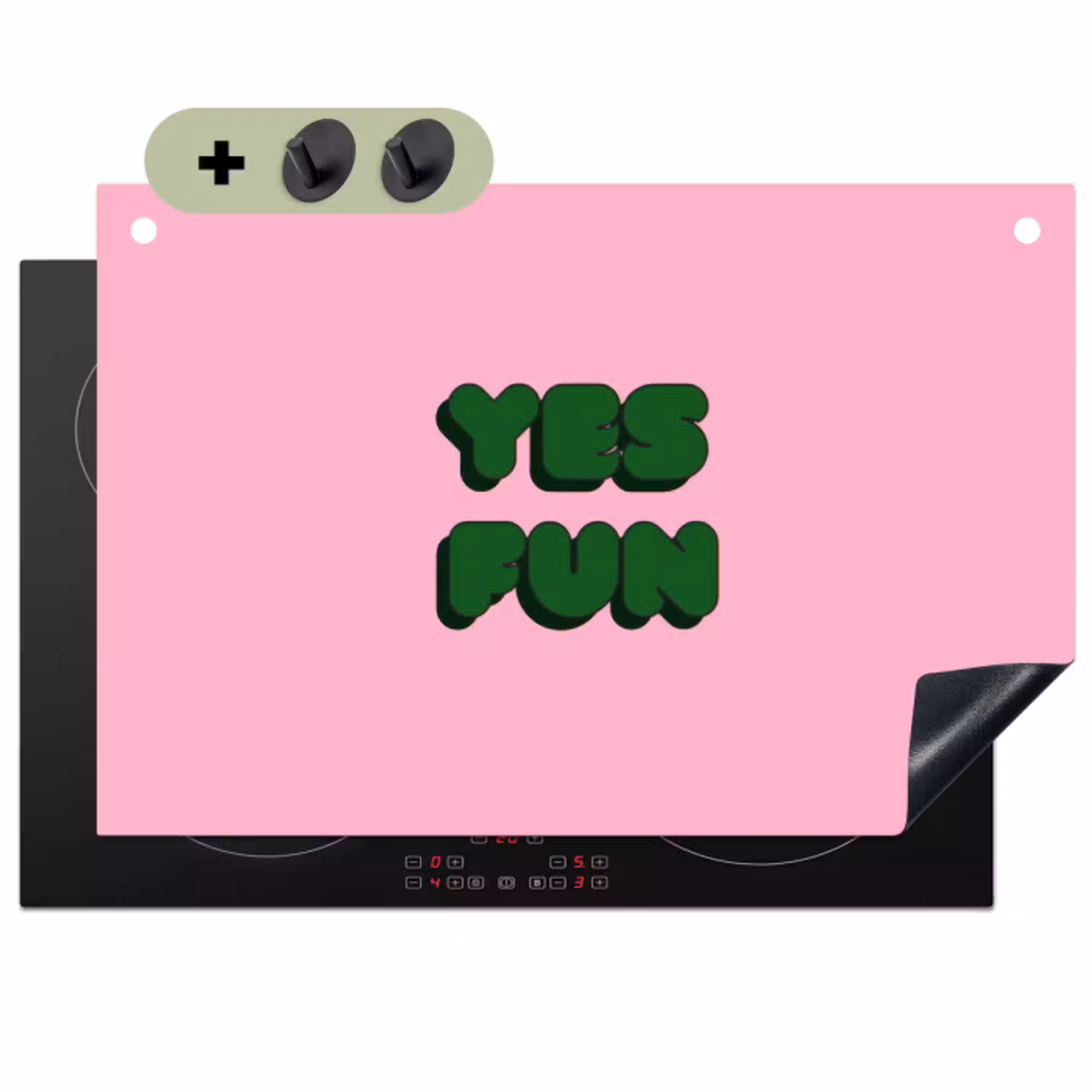 Yes fun - Groen - Roze Inductie beschemer met haakjes klein -3d