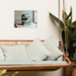 Stapel - Boeken - Groen - Daglicht tuinposter los doek klein -sfeer7