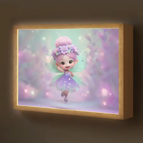 Fee - Paars - Sprookje Light Box met batterij (Wandlamp kind) middel -z3d_website
