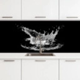Water - Splash - Water - Zwart keuken achterwand 2 middel -3d