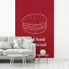Dieprood - Lijntekening - Tekst - Hamburger fotobehang vinyl groot -woonkamer
