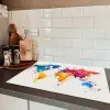 Wereldkaart - Graffiti - Kleurrijk Inductie beschermer vinyl 3mm klein -sfeer3