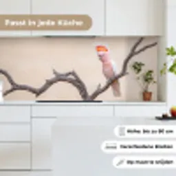 Papagaai - Tak - Roze keuken achterwand 2 middel -sfeer4_DE