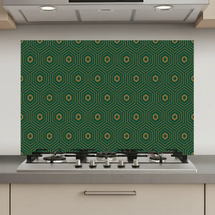 Donkergroen - Modern - Patroon - Goud keuken achterwand spatscherm klein 900 -3d_website