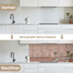 Nostalgisch - Reigers - Roze keuken achterwand 2 middel -voor-na_DE