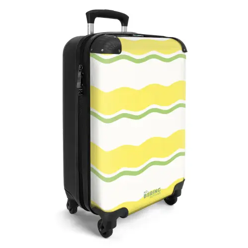 Golvende strepen in geel met groen NBS - Handbagage koffer - Unisex middel -productfoto_3d