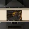 Marmer - Kalk - Zwart - Goud - Marmerlook - Luxe keuken achterwand spatscherm klein -sfeer1