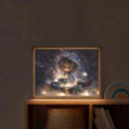 Meisje - Toveren - Sterren - Paars Light Box met batterij (Wandlamp kind) middel -sfeer1_kind