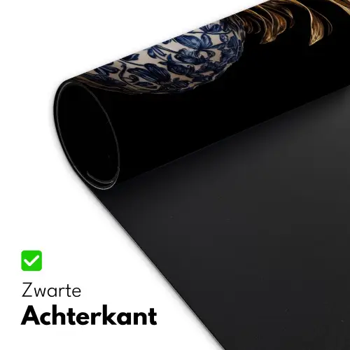 Ananas - Bloemen patroon - Goud - Delftsblauw Muismat XXL klein -sfeer2