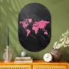 Wereldkaart - Roze - Marmer Wandcirkel Ovaal Glas middel -sfeer2