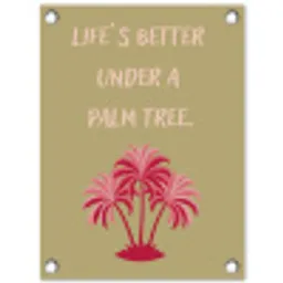 Groen - Zomer - Quote - Palmboom tuinposter los doek klein -3d