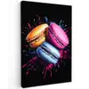 Macarons - Dessert - Graffiti - Kleurrijk - Roze - Blauw - Geel Tuinposter op houten frame 2 cm dik klein -3d