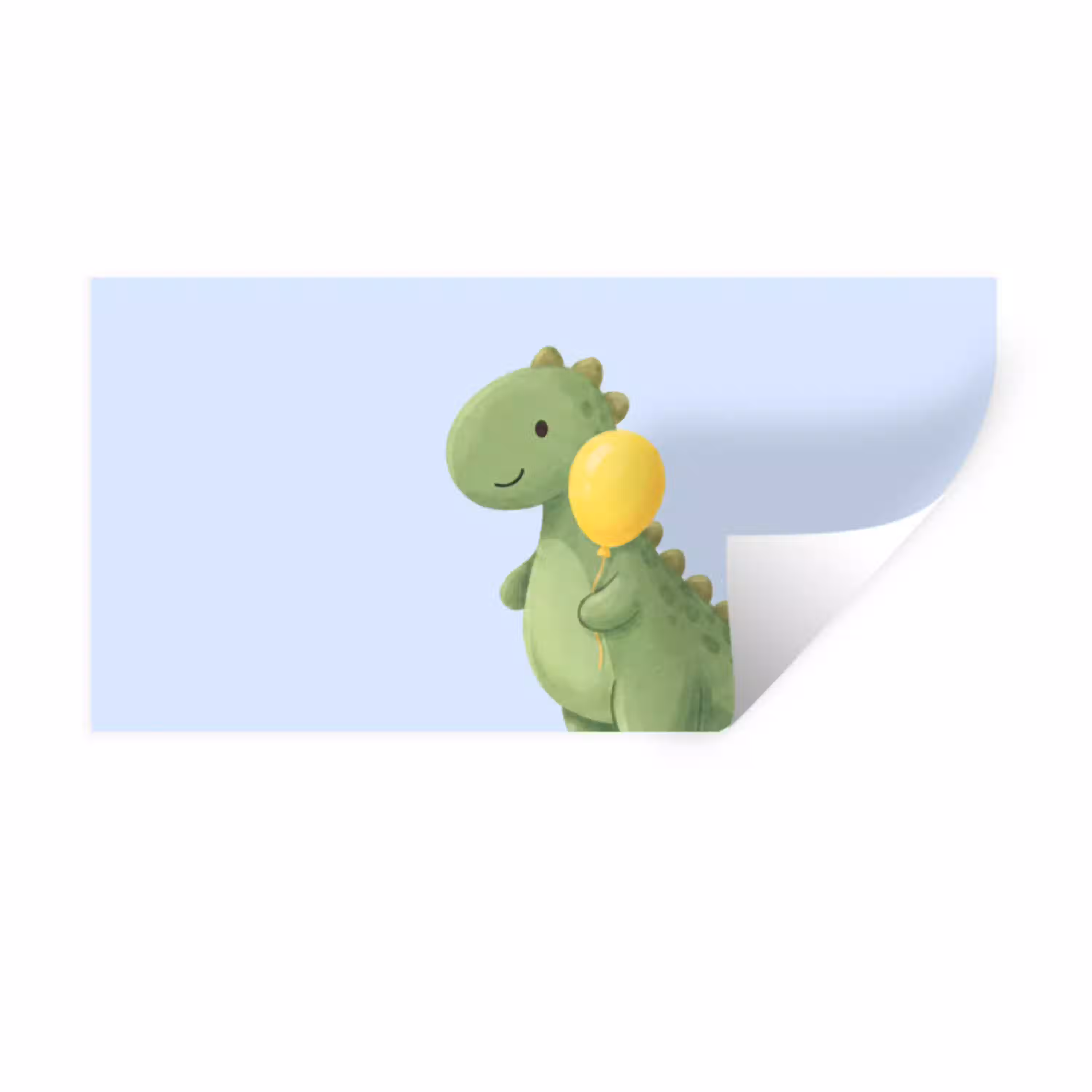 Dinosaurus - Ballon - Kinderkamer - Illustratie - Groen Muursticker klein -3d