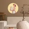Handdoeken - Vrouw - Jurk - Roze Wandcirkel behangsticker klein -sfeer1