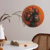 Vrouw - Chilipepers - Pepers - Bloemen Akoestische PET Vilt - Rond klein -sfeer3