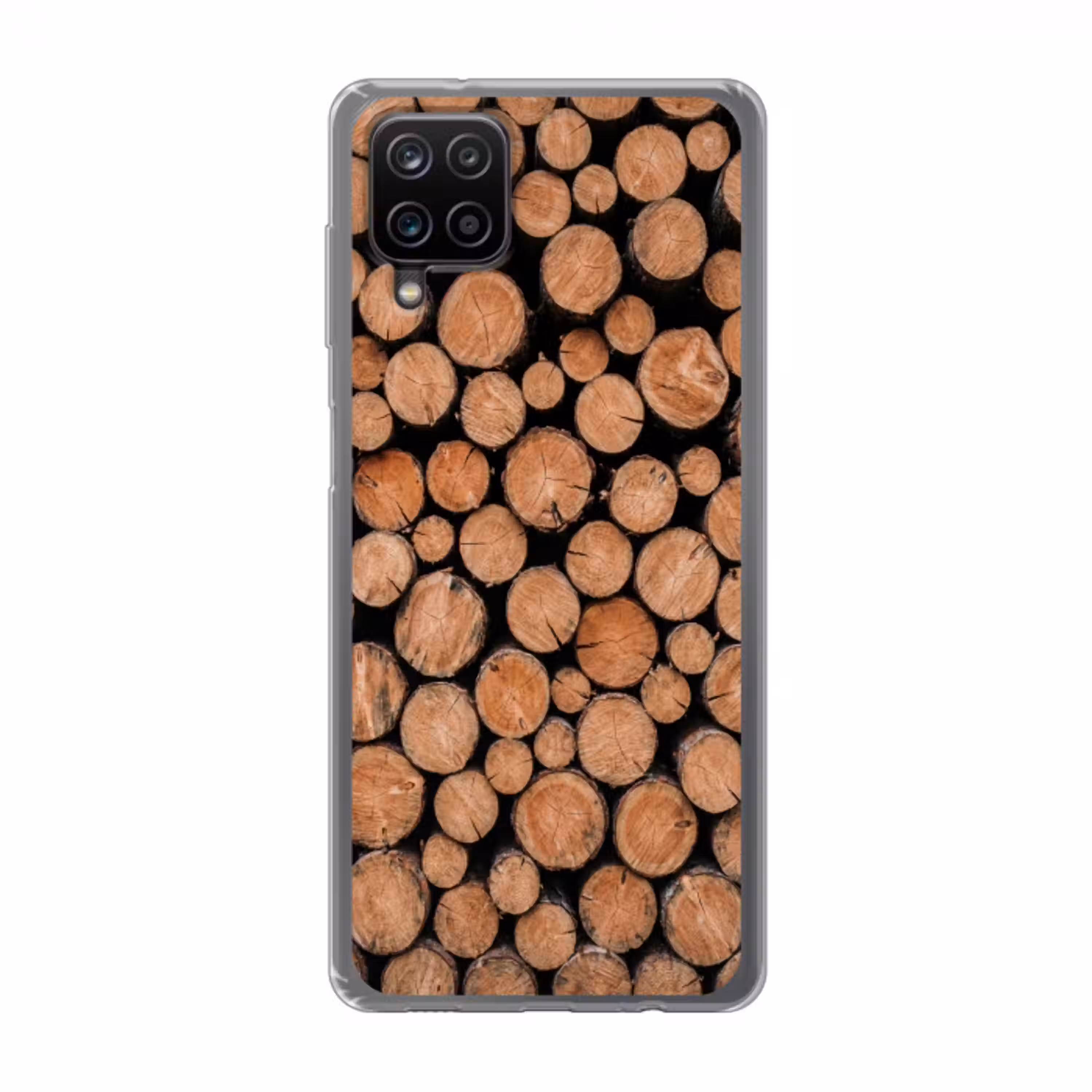 Houtblokken - Textuur - Patroon - Bruin - Rustiek Telefoonhoesje Samsung Galaxy A12 klein -3d