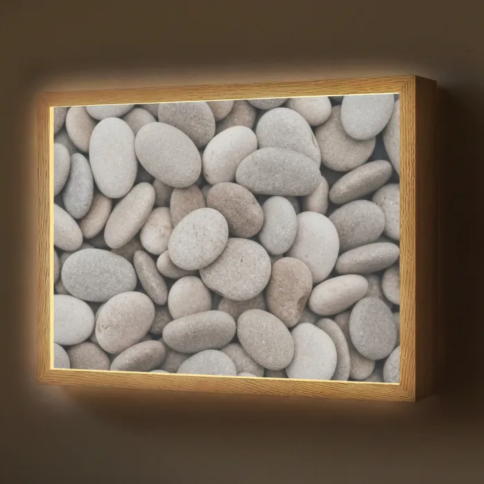 Kiezels - Stenen - Grijs Light Box met batterij (Wandlamp) middel -z3d_website
