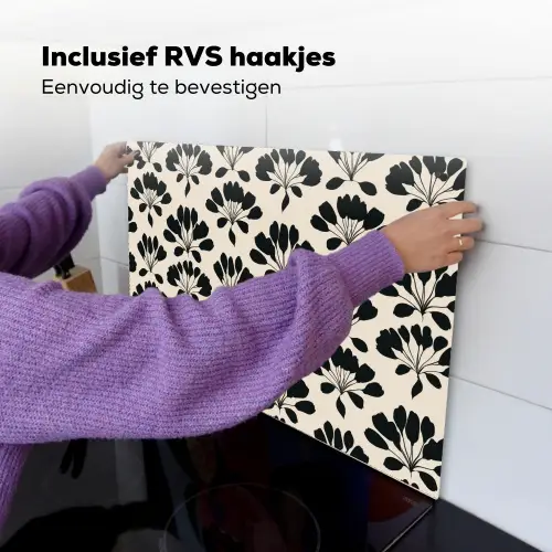 Abstract - Patroon - Zwart Inductie beschemer met haakjes klein 777 -ky-ophangen-nl