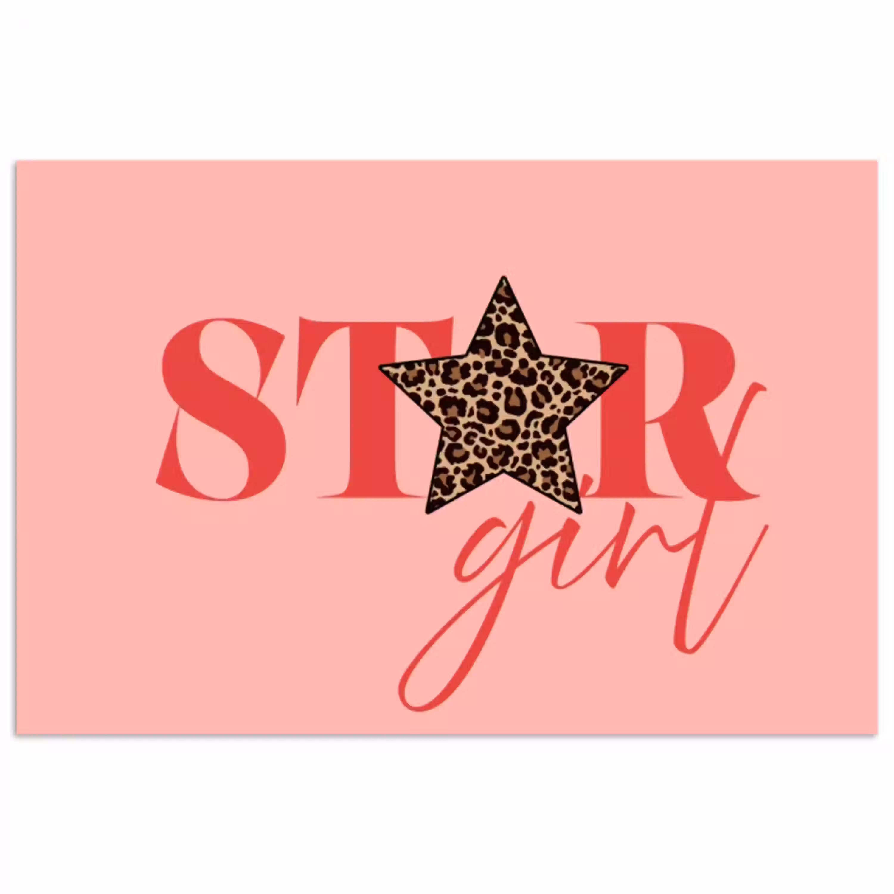 Star girl - Roze - Panter - Ster poster papier klein -3d