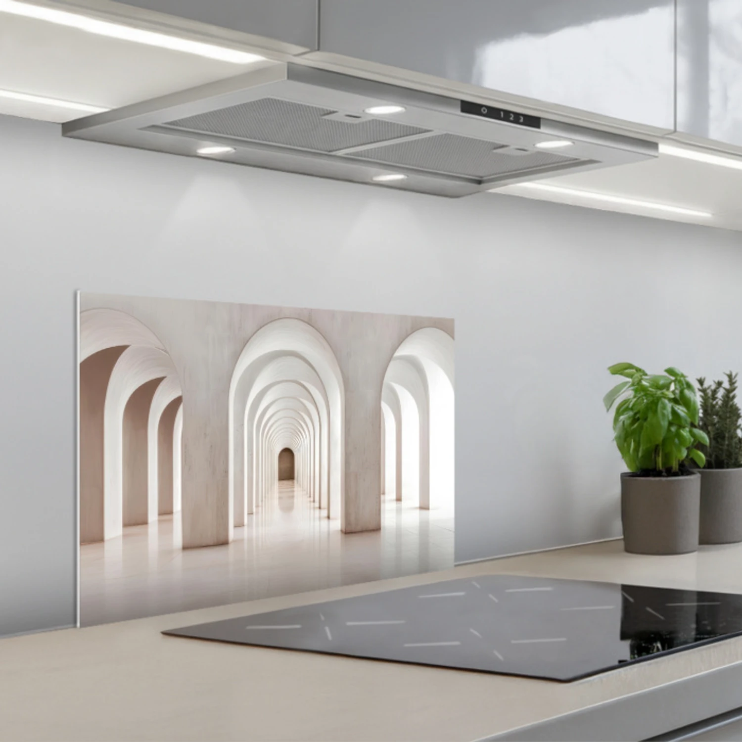 Kitchen splashback for hob - Hallway - Arches - Symmetrical - Modern ...