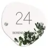 Wit met bladeren - Klassiek Naambord Organisch middel -3d