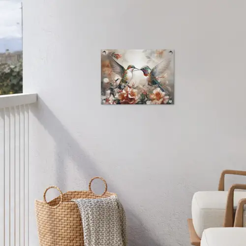 Kolibries en Bloemen tuinposter los doek klein -sfeer8