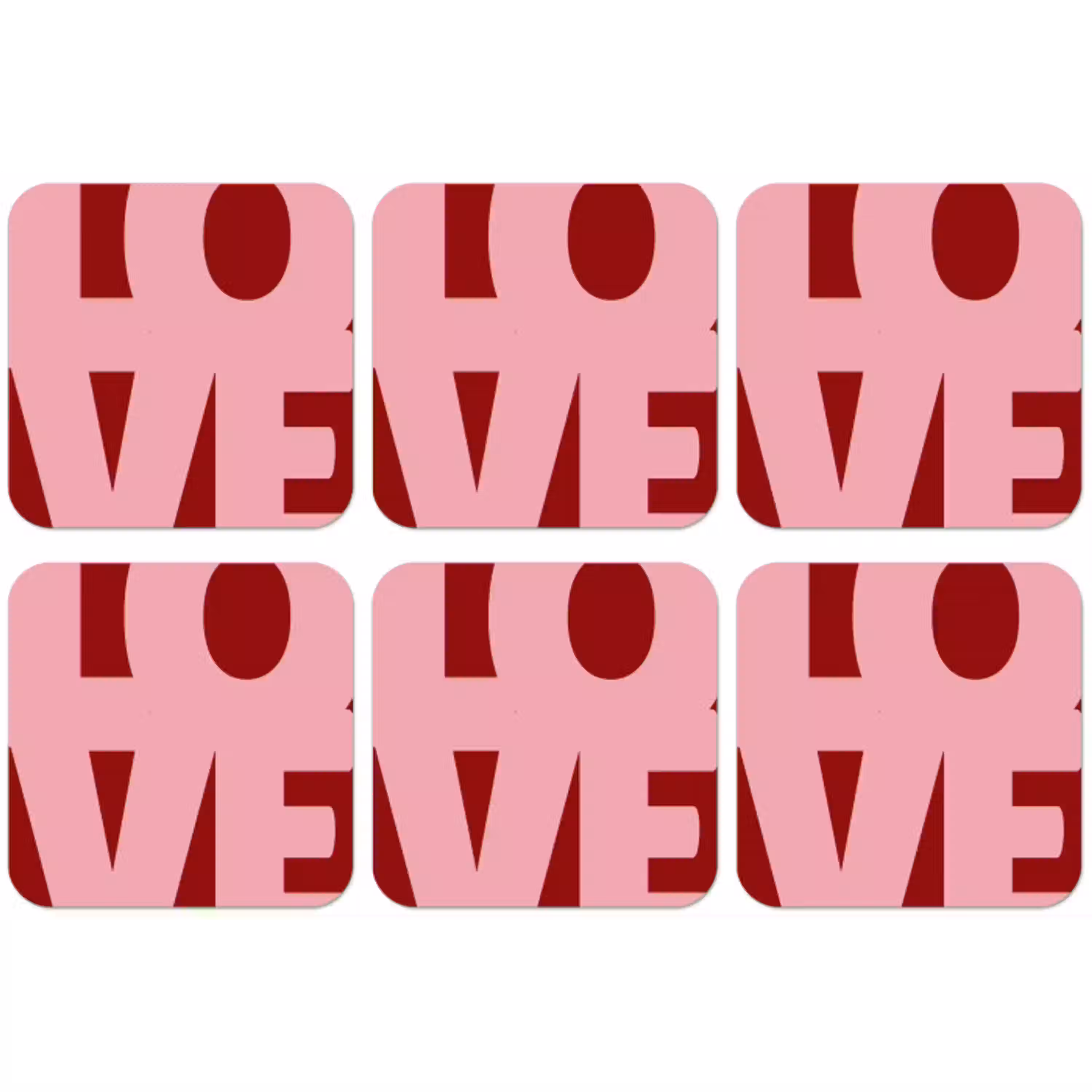 Love - Rood - Blokletters onderzetter kurk middel -zkaufland3dotto