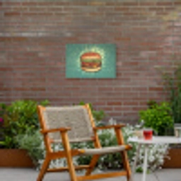Hamburger - Illustratie - Sla - Kaas Tuinposter op houten frame 2 cm dik klein -sfeer3
