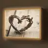 Hart - Hout - Natuur - Takken - Bruin Light Box met batterij (Wandlamp) middel -z3d_website