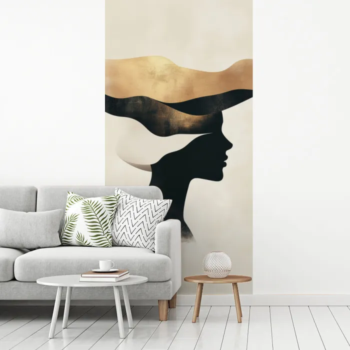 Vrouw - Golven - Zwart fotobehang vinyl groot -woonkamer