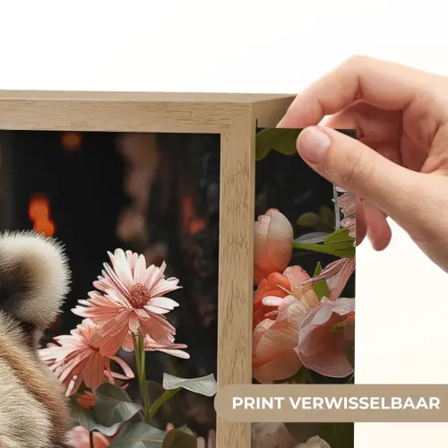 Panda - Dier - Bloemen - Natuur - Botanisch Light Box met batterij (Wandlamp) middel -USP_websiteprintNL