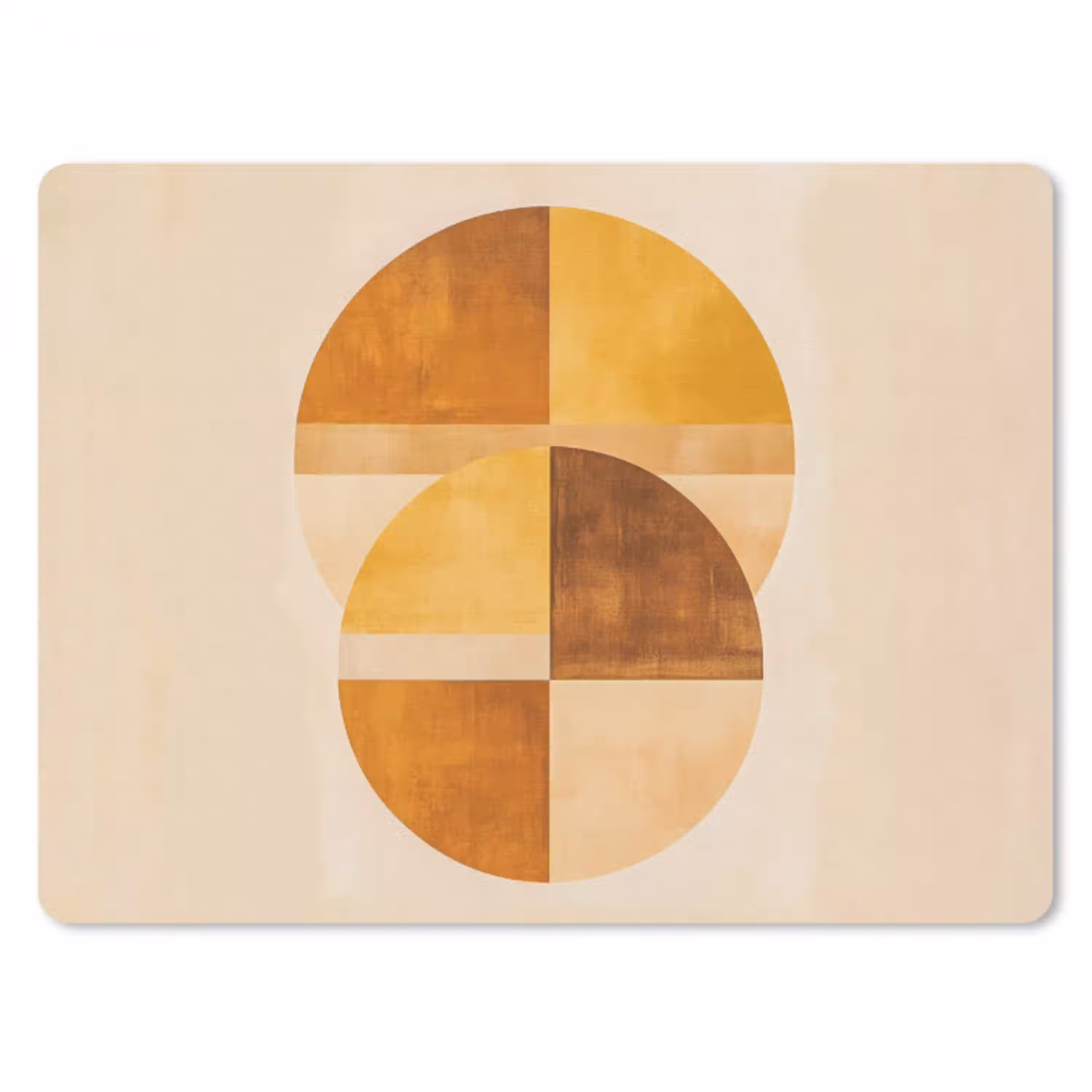 Cirkels - Geel - Minimalistisch muismat rubber klein -3d