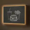 Hamburger - Friet - Frisdrank - Krijttekening Light Box met batterij (Wandlamp) middel -z3d_website