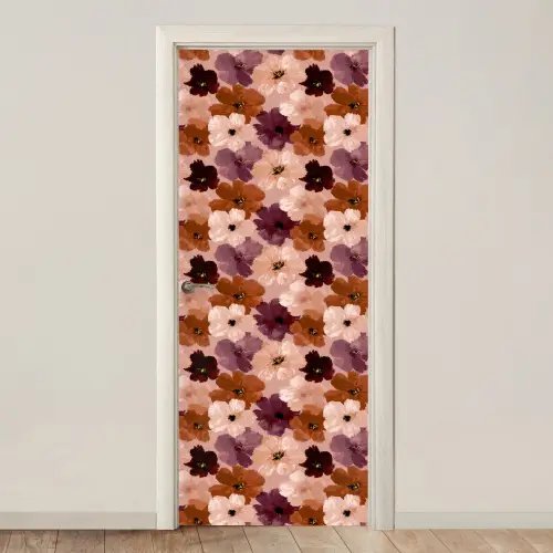 Bloemen - Abstract - Aardetinten deurposter klein 289 -3d_beige