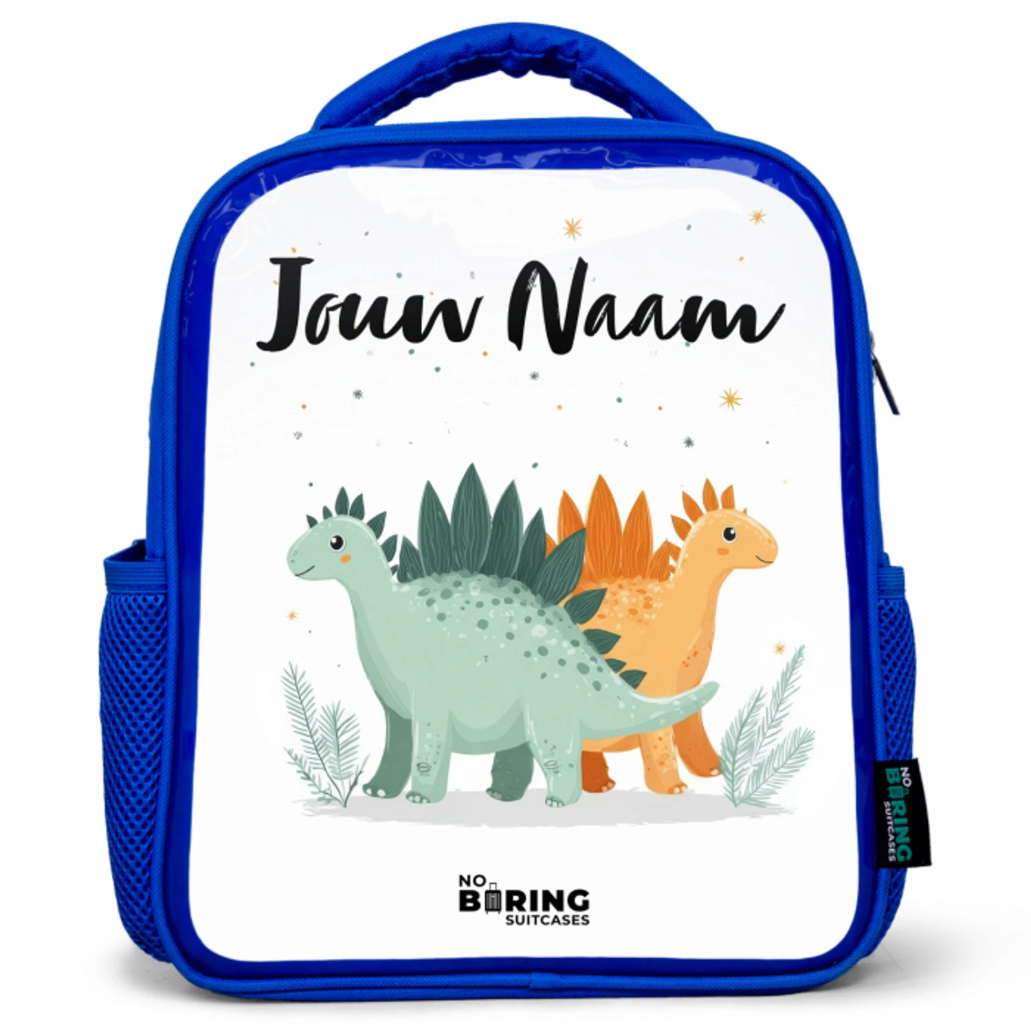 Dinos - Dieren - Sterren Kinderrugzak - Blauw middel -3d