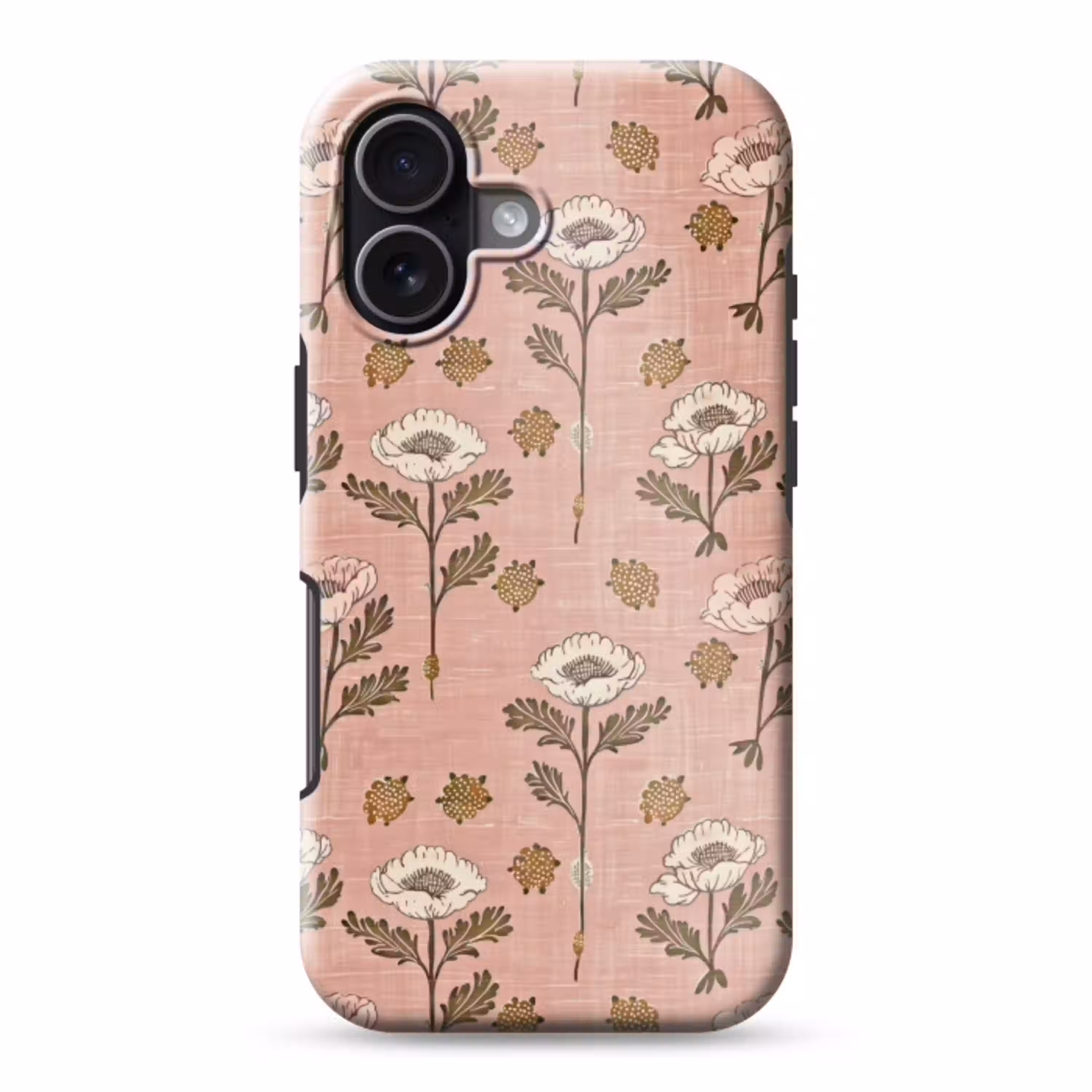 Roze - Bloemen - Vintage - Textuur Toughcase MagSafe Apple iPhone 17 klein 1017 -3d