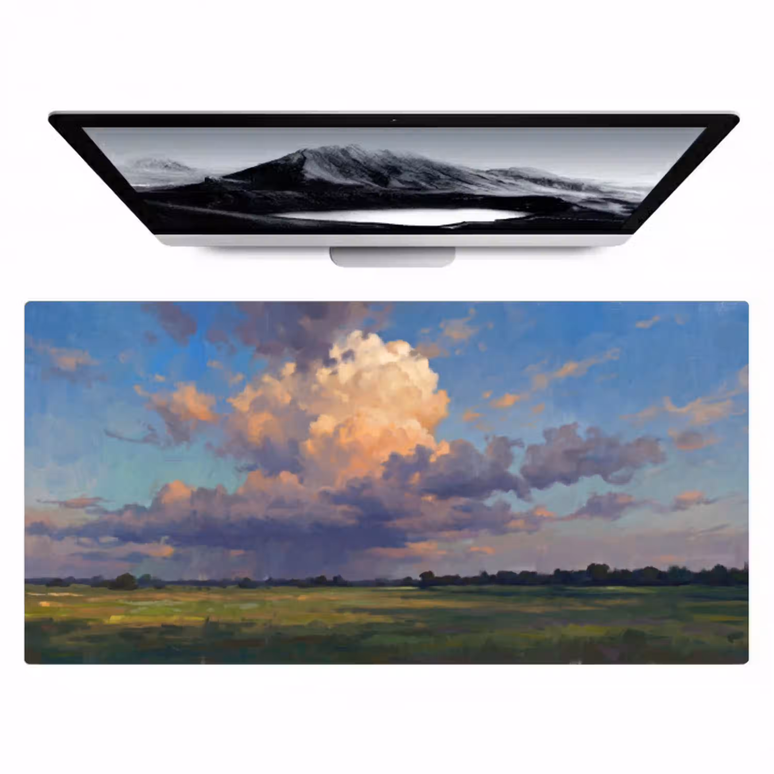 Lucht - Wolken - Landschap - Modern - Oranje Muismat XXL klein -zzz3d