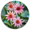 Bloemen - Roze - Glasmozaïek Wandcirkel kunststof plaat 5mm dik klein -3d