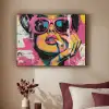 Portret - Vrouw - Abstract - Zonnebril Textielframe zwart klein -sfeer1