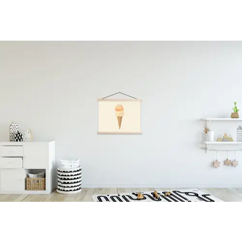 Minimalistisch - Schepijs - Hoorntje - Beige textielposter latten blank klein -kinderkamer